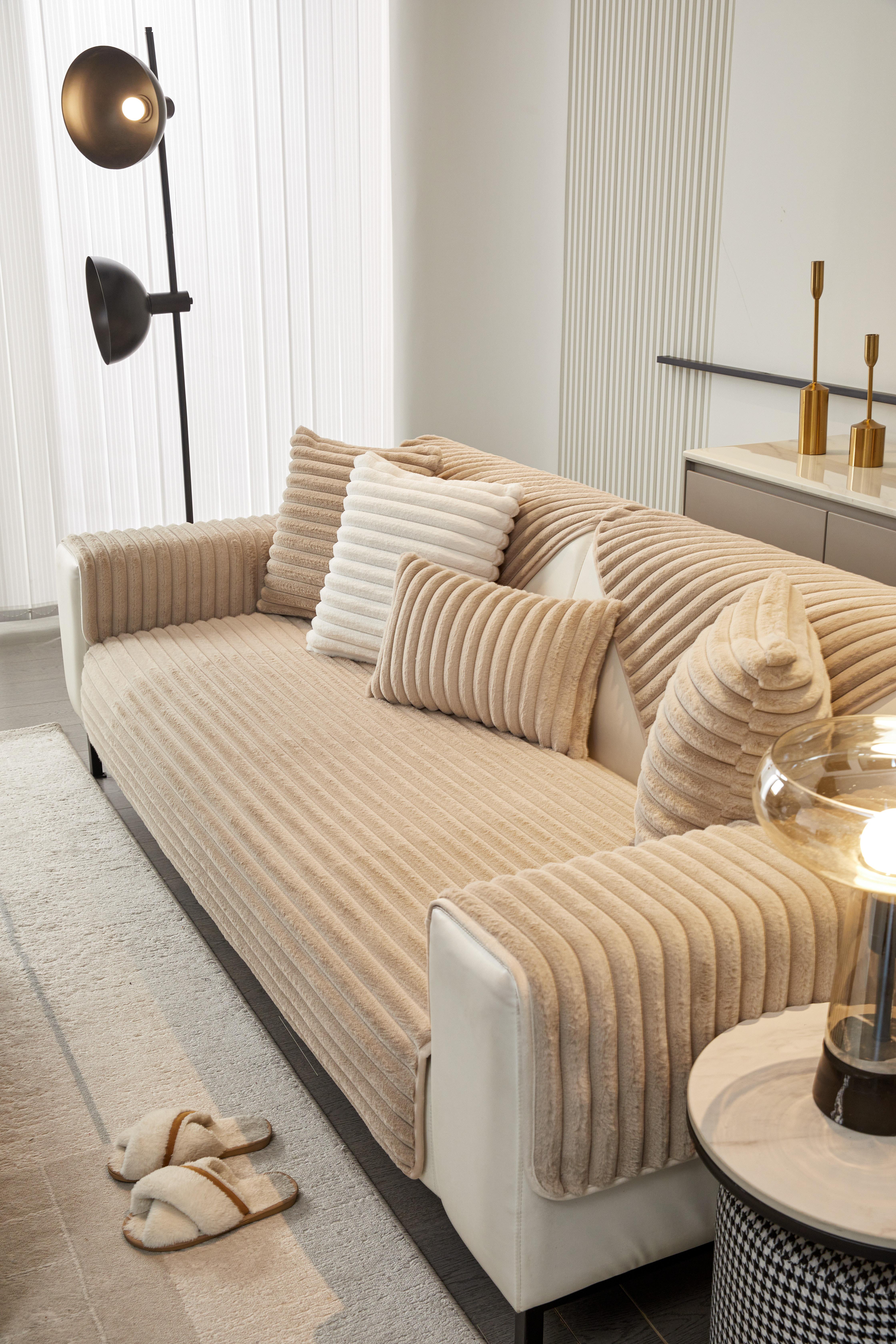 【SlumberHome】Pure Color Sofa Cover, Anti-Slip Sofa Protector, Soft Comfortable Sofa Pillow Case, Decorative Room Accessory for Living Room, Reusable Home Furniture Protection Durable Cushions couch cover for sofa