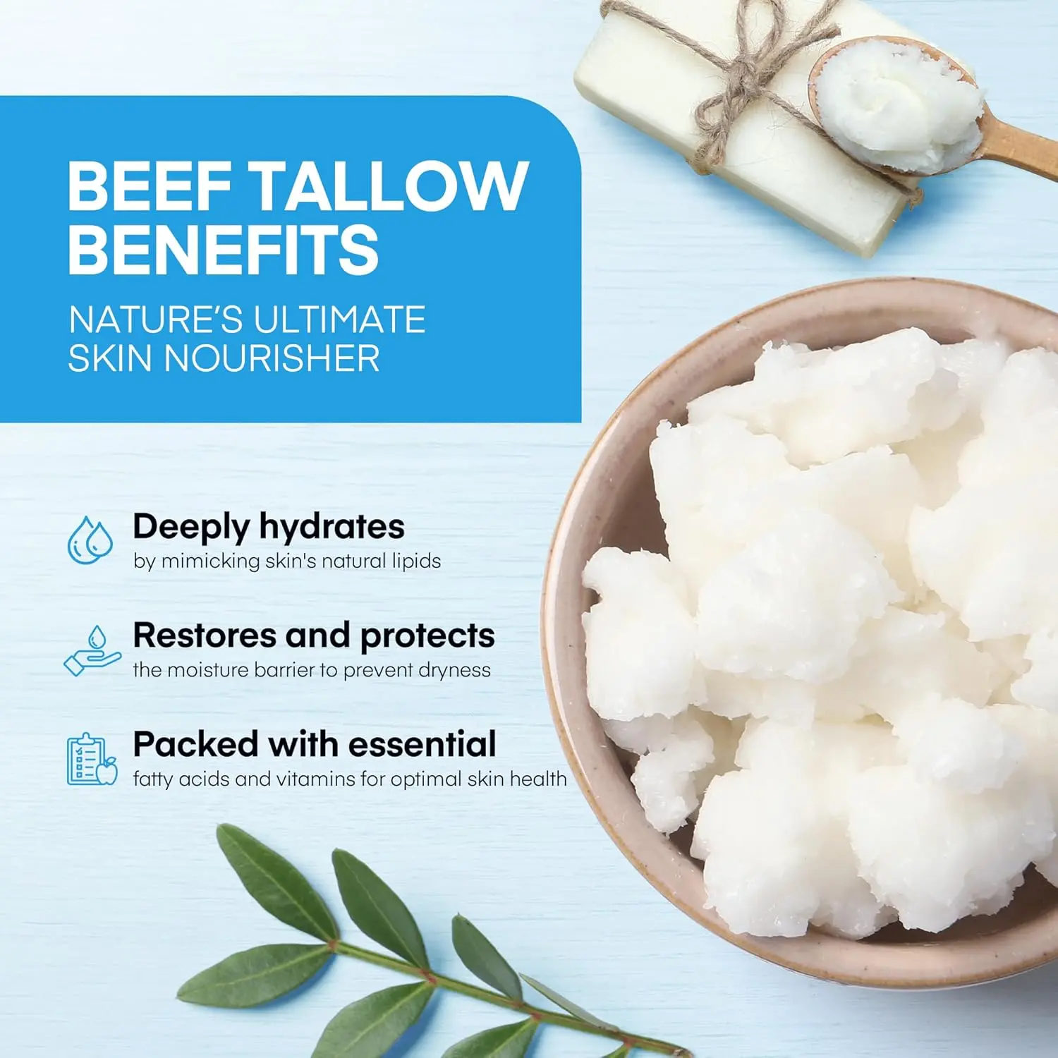Copper Peptides GHK-Cu Beef Tallow for Skin: Blue Balm with Methylene Blue,  Manuka Honey & Vitamin E – Natural Face and Body Moisturizer for Mature,  Dry & Delicate Skin – 2oz -