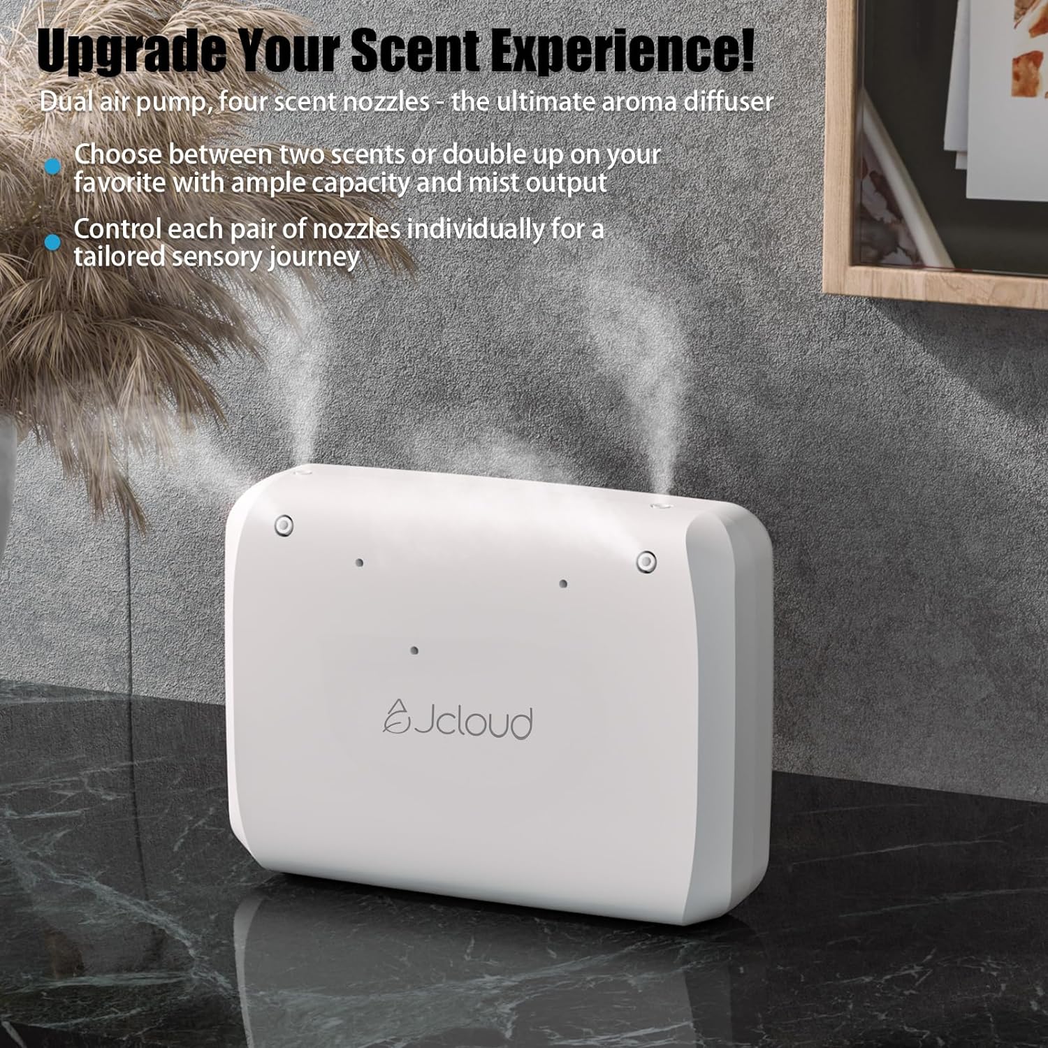 JCLOUD Smart Scent Air Machine with Nebulizing Technology and 850ML Waterless Oil Diffuser for Home, Hotel and Spa JCLOUD Smart Scent Air Machine with Nebulizing Technology and 850ML Waterless Oil Diffuser for Home, Hotel and Spa