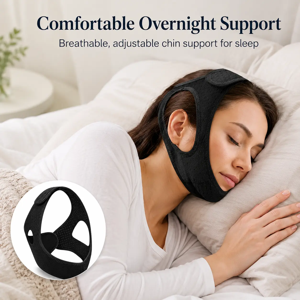 2 Pack Triangular Breathable Chin Strap, Facial Jaw Support Belt, Adjustable Jaw Wrap to Secure Chin & Reduce Open-Mouth Habit, Comfortable Full-Face Guard