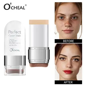 O'CHEAL 6-color Dual-Ended Eraser Foundation Stick, Multi-Use Concealer & Highlighter, Waterproof Radiant Hydrating Longwearing Makeup, Flawless Coverage for Acne Marks & Nose Contour, Versatile Cosmetic Tool for Women & Girls