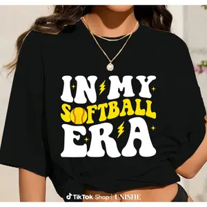 Groovy Softball Girls Cotton Top – Whimsical Vintage Softball Era T-Shirt for Women
