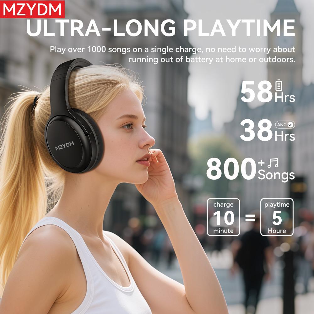 MZYDM Bluetooth Wireless Over-Ear Headphones Foldable Active Noise Canceling Hi-Res Audio 70 Hours Battery Life Lightweight Portable with Microphone for iOS PC Android Ideal for Home Office Business Trips