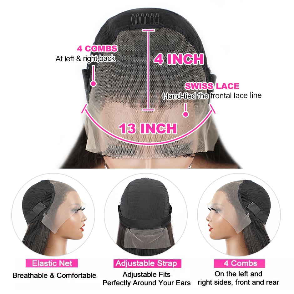 MORE FACE Kinky Curly Lace Front Wigs 13x4 Transparent Lace Frontal Wigs Human Hair Pre Plucked With Baby Hair
