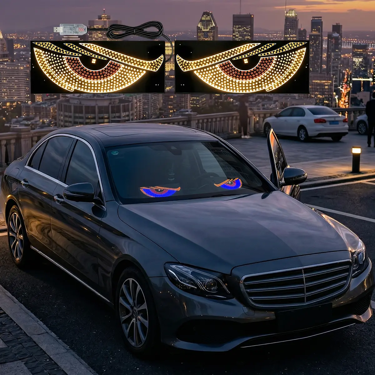 Devil’s Eye LED Car Display & Windshield Rock Lights Kit - USB-Powered Dynamic Strobe Light Module, LED Backlights, Car Stuff, Auto Accessories for Trucks, SUVs (Ideal Father's Day Gift)
