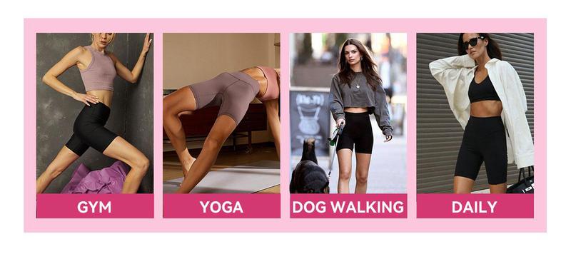 SHOWITTY Women's High Waisted 1/3 Pack Biker Shorts with Pockets, 5"/11" Tummy Control Plus Size Spandex Shorts for Gym Yoga Running Summer Clothes