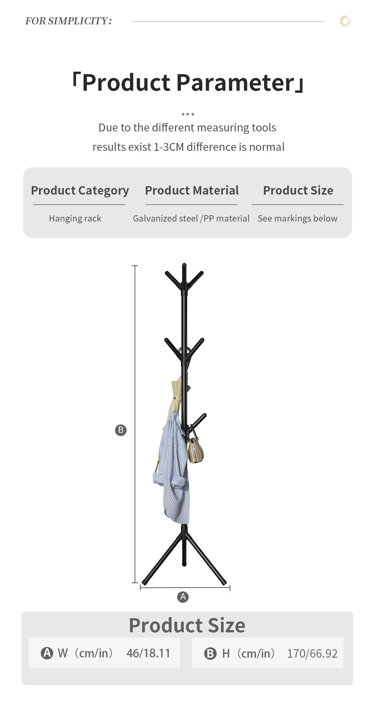 Floor Coat Rack Multi-Layer Clothes Hanger with Storage Hook for Bedroom Living Room Office Home Storage Rack Compact Design Practical for Small Spaces