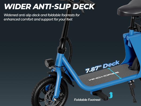 Windhorse C2-Cargo Electric Scooter with Seat Basket, 12.5'' Electric Commuting Scooter Adults 15.5MPH & 20 Miles Long Range, 450W Motor, Dual Disc Brakes, Foldable E-Scooter with Comfort Seat for Pets & Cargo, 265LBS Load