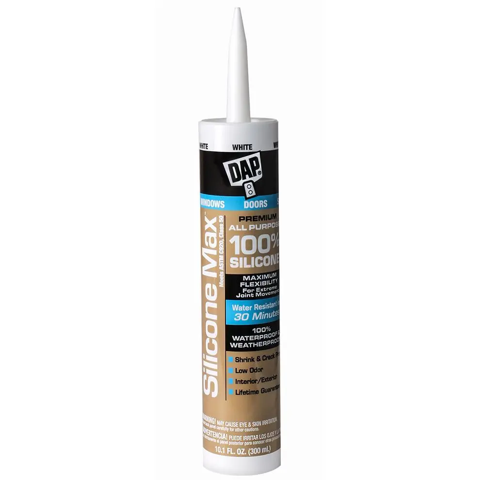 Dap 268049 100% Silicone All-Purpose Sealant - 10.1 oz, Clear, Waterproof, Low Odor, Shrink & Crack Proof, Flexible, Joint Movement Support, Interior/Exterior Use, Ideal for Doors & Windows (Water Resistant in 30 Mins), Flexibility