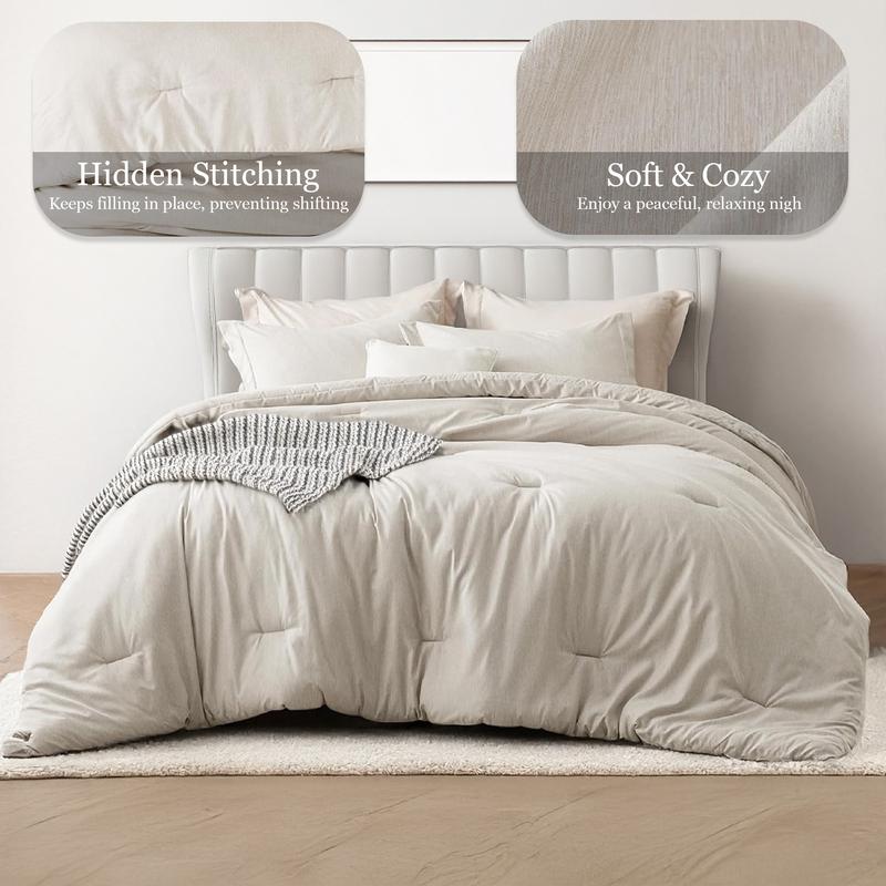 Bepatio 3pcs Soft Cozy Comforter Set Queen Size - Washable Bedding Comforter In Twin Size, Luxury Bedroom Decor Accessories, Breathable Lightweight Fluffy Bedding Sets with 1 Comforter and 2 Pillow Shams,  full comfort, Ideal Gift