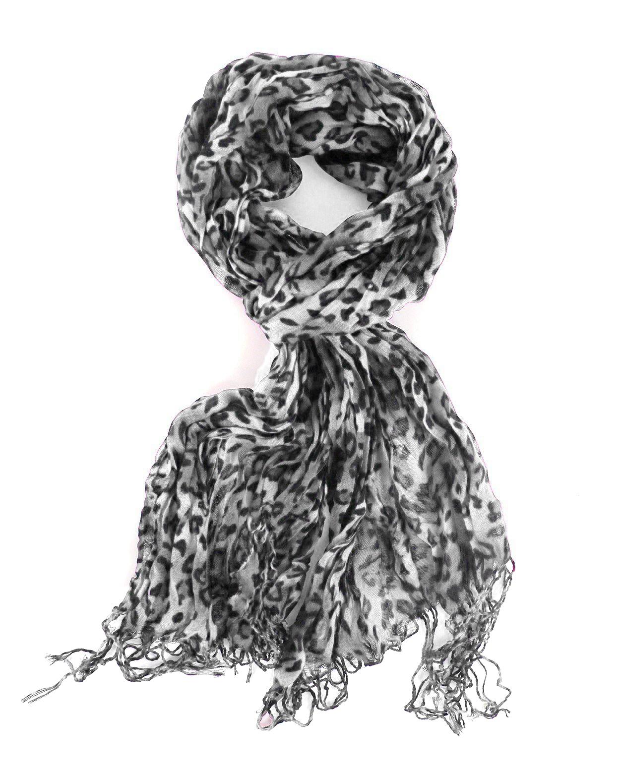 Lightweight Leopard Print Fashion Scarf - Versatile Everyday & Travel Accessory with Fringe Ends Stylish Touch Generous Length Casual Outfit