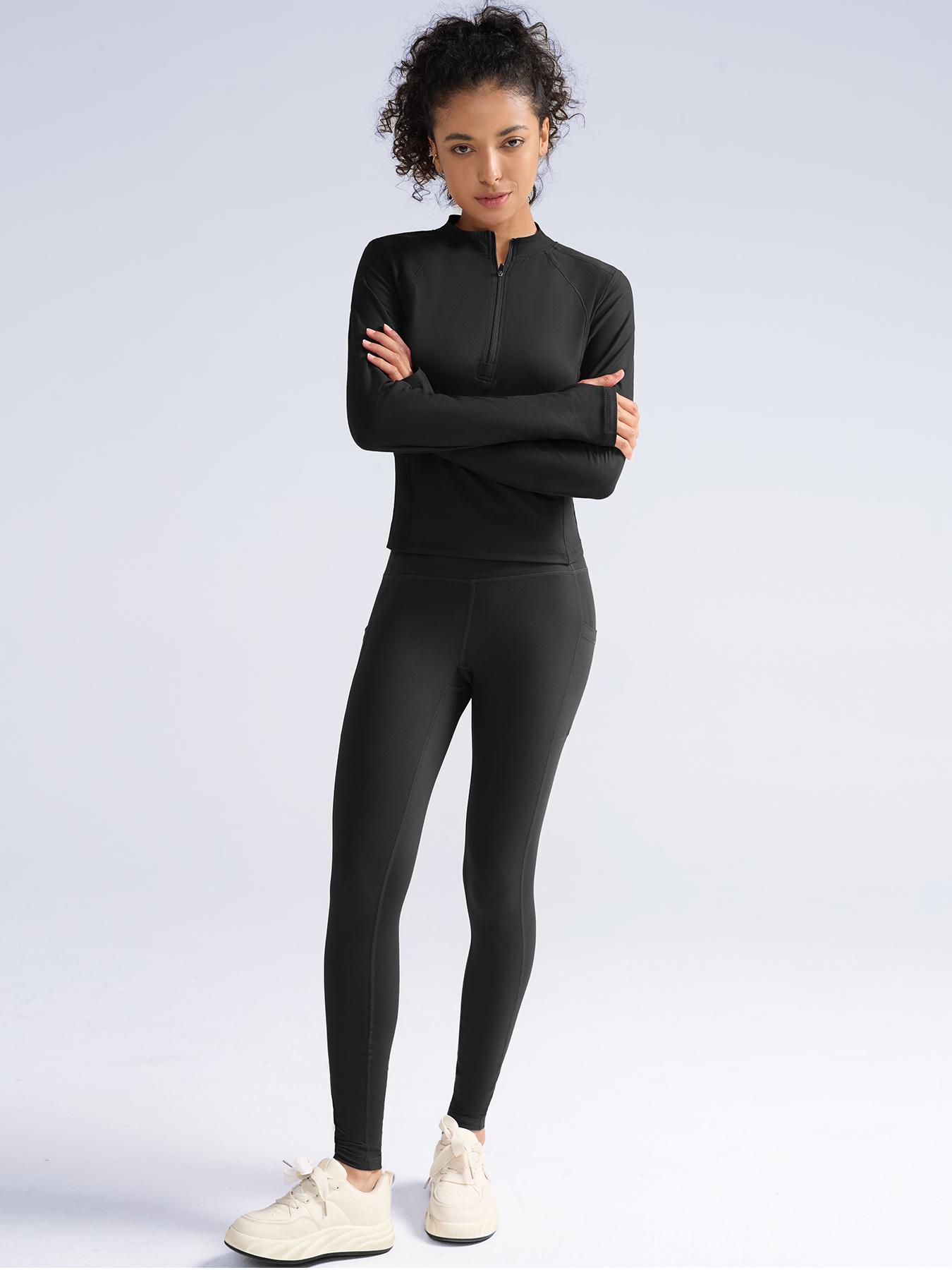 CHRLEISURE Women's Suit Workout Set Yoga Outfit Activewear for Daily Wear with Long Sleeve Top & High-Waisted Leggings