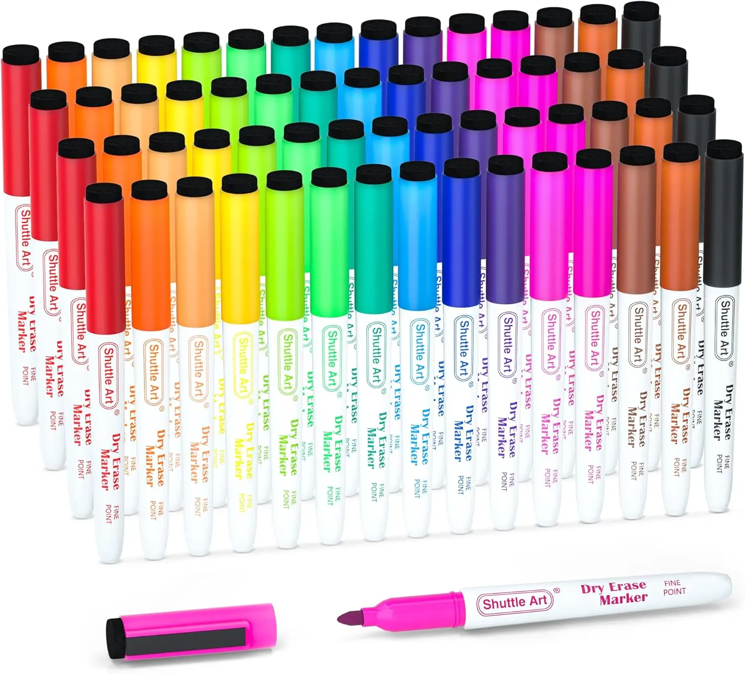 Dry Erase Markers, Shuttle Art 60/90 Bulk Pack 15 Colors Magnetic Whiteboard Markers with Erase, Fine Point Dry Erase Markers Perfect for Writing on Whiteboards, Glass, Mirror for School Office Home