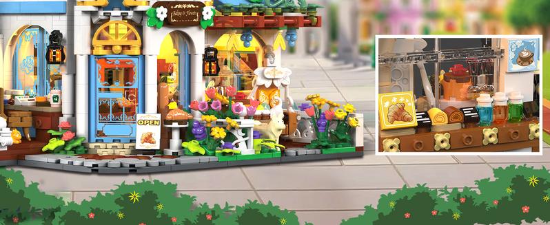 Flower Café House Building Set with LED, 1520 PCS Botanical Coffee Architecture with Openable Design, Floral Bakery Construction Model for Home Decor, Gift for Adults Women Teens Girl Boy 12+