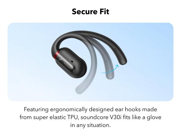 [Refurbished]soundcore by Anker V30i, Open-Ear Headphones, Ultra-Comfort, Lightweight Design, Snug Fit, Ergonomic Ear Hooks, Robust Bass, 36H Playtime, Bluetooth 5.3, App Control, Clear Calls, Wireless Earbuds #tiktokshopsummersale, Ear Hook Headset, Batt