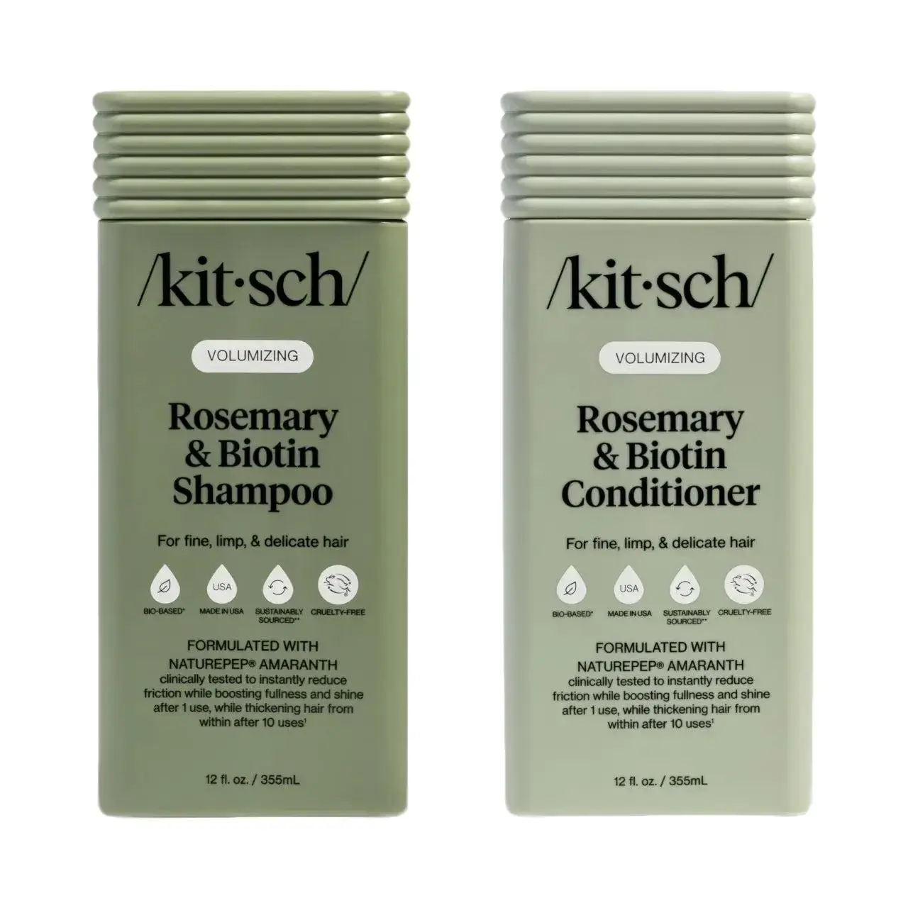 Kitsch Volumizing Rosemary & Biotin Shampoo & Conditioner Combo - Sustainably Sourced Coconut Fragrance Haircare Cleanser for Fine Hair