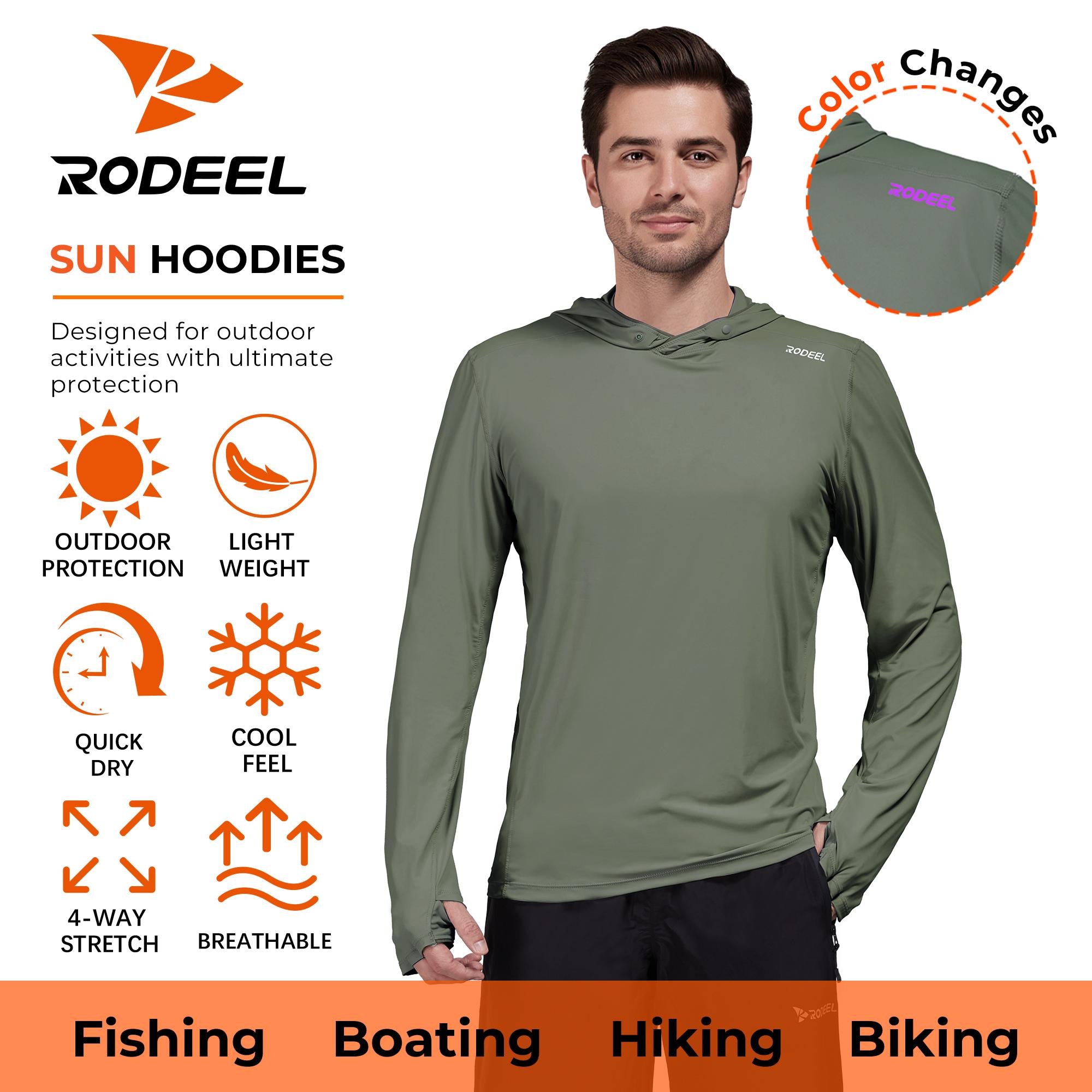 RODEEL 937 Sun Hoodie Shirts Men UPF 50+ UV Protection Long Sleeve Lightweight Quick Dry Moisture Wicking Breathable Cooling Activewear for Outdoor Sport Gym Hiking Camping Fishing Boating Construction Landscaping Gardening, Holiday Gift