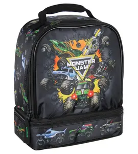 Monster Jam Grave Digger Megalodon Pirate's Curse Dual Compartment Lunch Box Bag 9.5"