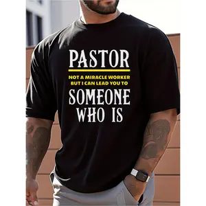 [Graphic Tees] Cotton mens pastor not a graphic t shirt 100 cotton casual short sleeve tee fit for church events casual attire spring summer clothing text design breathable fabric black -1 TokWear Tee
