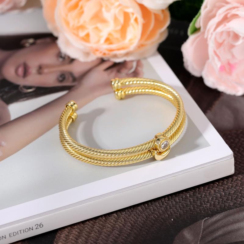 Aprilery Celestial Sun & Moon Cuff Bracelet – Twisted Golden Design with Day-Night Motifs