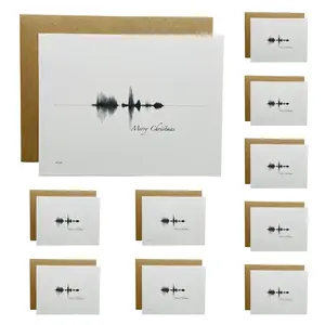 Merry Christmas Soundwave Greeting Cards 2x 10 Pack 4.25 x 5.5 in Envelopes Black White Modern Minimalist