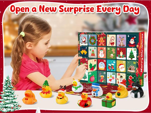 2025 Advent Calendar Christmas Rubber Ducks, Christmas Ducks 24 Days Countdown Gift for Kids Boys Girls, Christmas Party Favor Gifts, Christmas Goodie Bag Stuffers Rubber Ducky Bath Toys Kids Showers