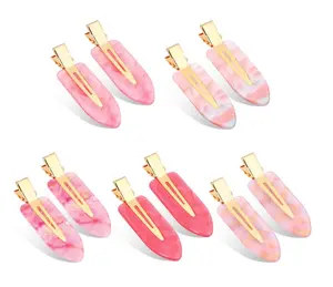 KesaPlan 10PCS No Bend Hair Clips, Pink No Crease Hair Clips for Styling, Acrylic Resin Flat Duckbill Clips, Seamless Bang Hair Barrette for Women Girls Makeup Hairstyle Accessories