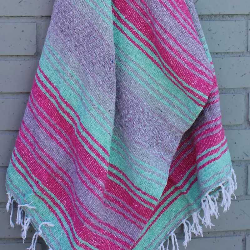 Authentic Large Handwoven Mexican Blanket Soft Yoga Durable Serape Lightweight Falsa Beach Camping Picnic Outdoor Blanket 70x50 Cherry