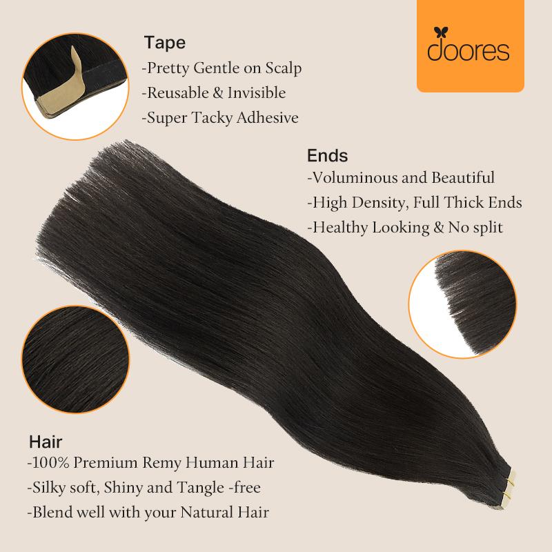 Doores Tape in Remy Human Hair Extensions Natural Straight 14-24" Length for Everyday Use SpringStatements Doores Tape in Remy Human Hair Extensions Natural Straight 14-24" Length for Everyday Use SpringStatements