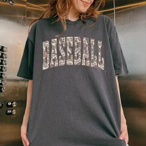 Camo Baseball Shirt, Camouflage Baseball Varsity Sweatshirt, Game Day Baseball Tee Classic Athletic Baseball Fan Tee