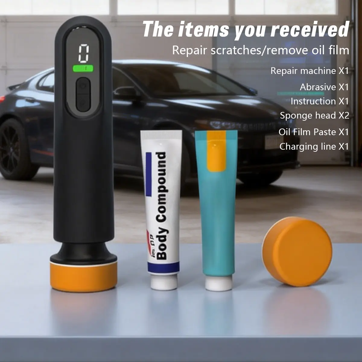 Cordless Car Polishing Machine 12000RPM, Electric Orbital Buffer Waxer Multi-Speed Paint Scratch Repair Tool, Wireless Auto Detailing Polisher for Car Paint Care & Exterior Shine