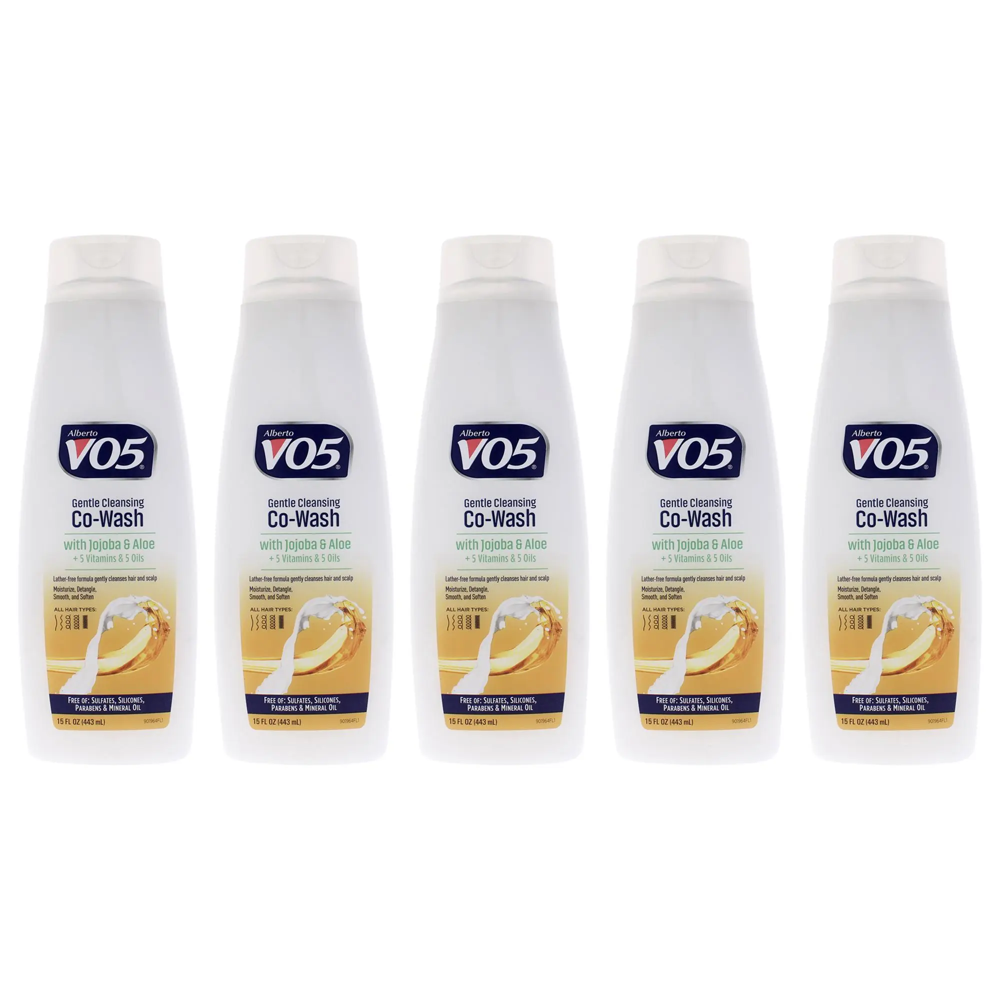 Alberto VO5 Unisex Gentle Cleansing Cowash with Jojoba & Aloe - 15 oz Cleanser - Set of 5