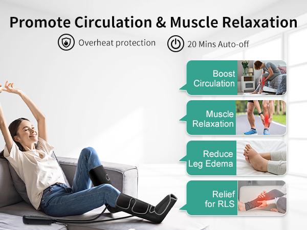 Medcursor Air Compression Leg Massager Black Calf & Foot Massager Adjustable Massage Boots for Home Office Use with 3 Modes & 2 Timers Comfort Gifts for Mom Dad - Relaxing