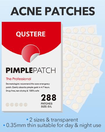 QUSTERE Pimple Patches for Face, Hydrocolloid Acne Patches, Cute Round Shape Zit Covers, Spot Stickers with Tea Tree, Salicylic Acid & Cica Oil| 2 Sizes (9mm, 12mm) |288 Count Skincare Clear QUSTERE Pimple Patches for Face, Hydrocolloid Acne Patches, Cute Round Shape Zit Covers, Spot Stickers with Tea Tree, Salicylic Acid & Cica Oil| 2 Sizes (9mm, 12mm) |288 Count Skincare Clear
