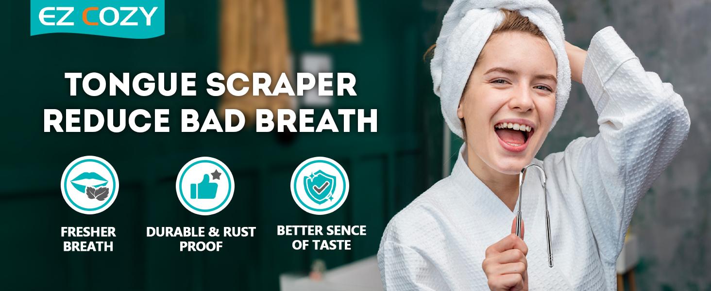 2 Pack Tongue Scraper Reduce Bad Breath U-Shape Stainless Steel for Adults Metal  Cleaner for Oral Care and Fresher Breath Tongue Portable Scraper