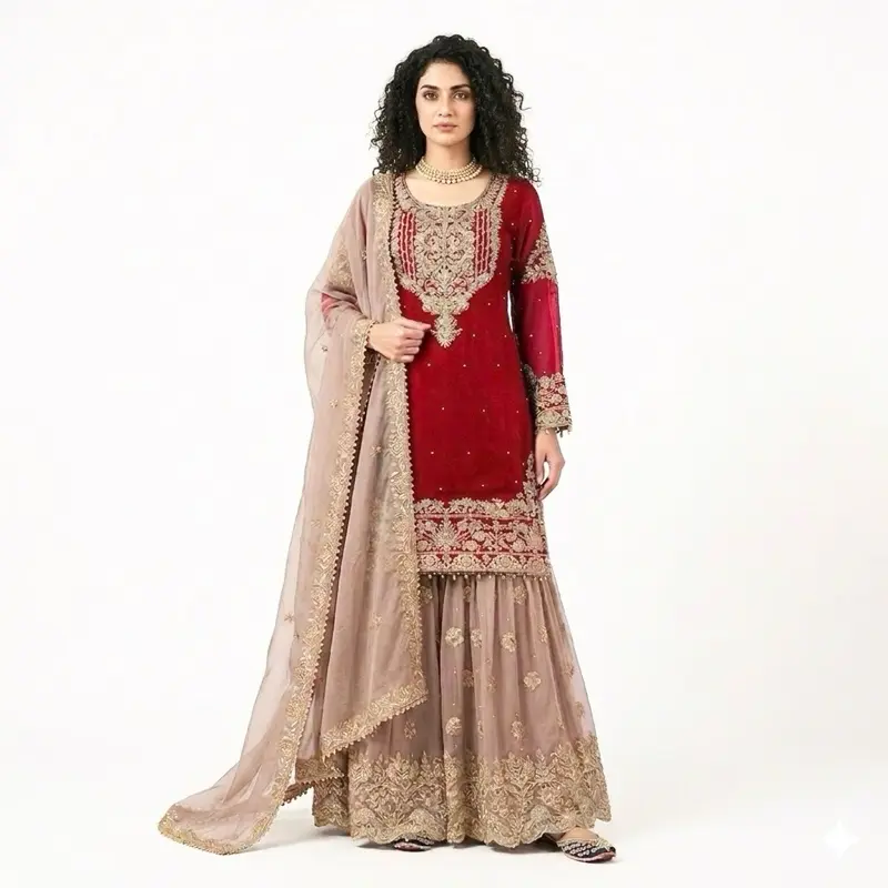Women's Traditional Indian Bridal Outfit - Original Wedding Gown, Elegant Fit Clothes for Brides (Womenswear), Gowns, One Piece