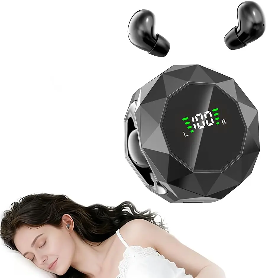 Invisible Wireless Bluetooth Earbuds - Mini Electronic Audio Headset, Type-C Charging, Micro Tiny Discreet Hidden Design, LED Screen for Sleeping, Work, Earbuds Wireless