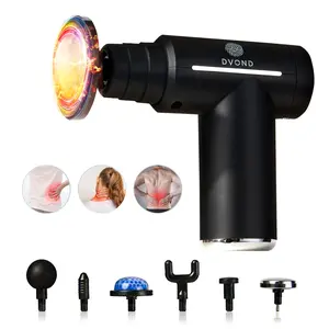 Cold and hot massage gun-Knee Foot Neck Back, Massage Device for Pain Relief & Recovery,Percussion Back Massager Gun for Athletes Muscle Massage Gun for Pain Relief with 6 Massage Heads,Perfect Gif