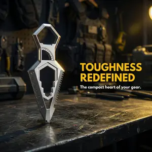 Multifunctional 9-in-1 Practical EDC Keychain Pendant Leverage  Tool Multi-Tool Pocket Everyday Carry Fix Quick Cutter Multitool Mini Wrench for Home Outdoor Camping Travel