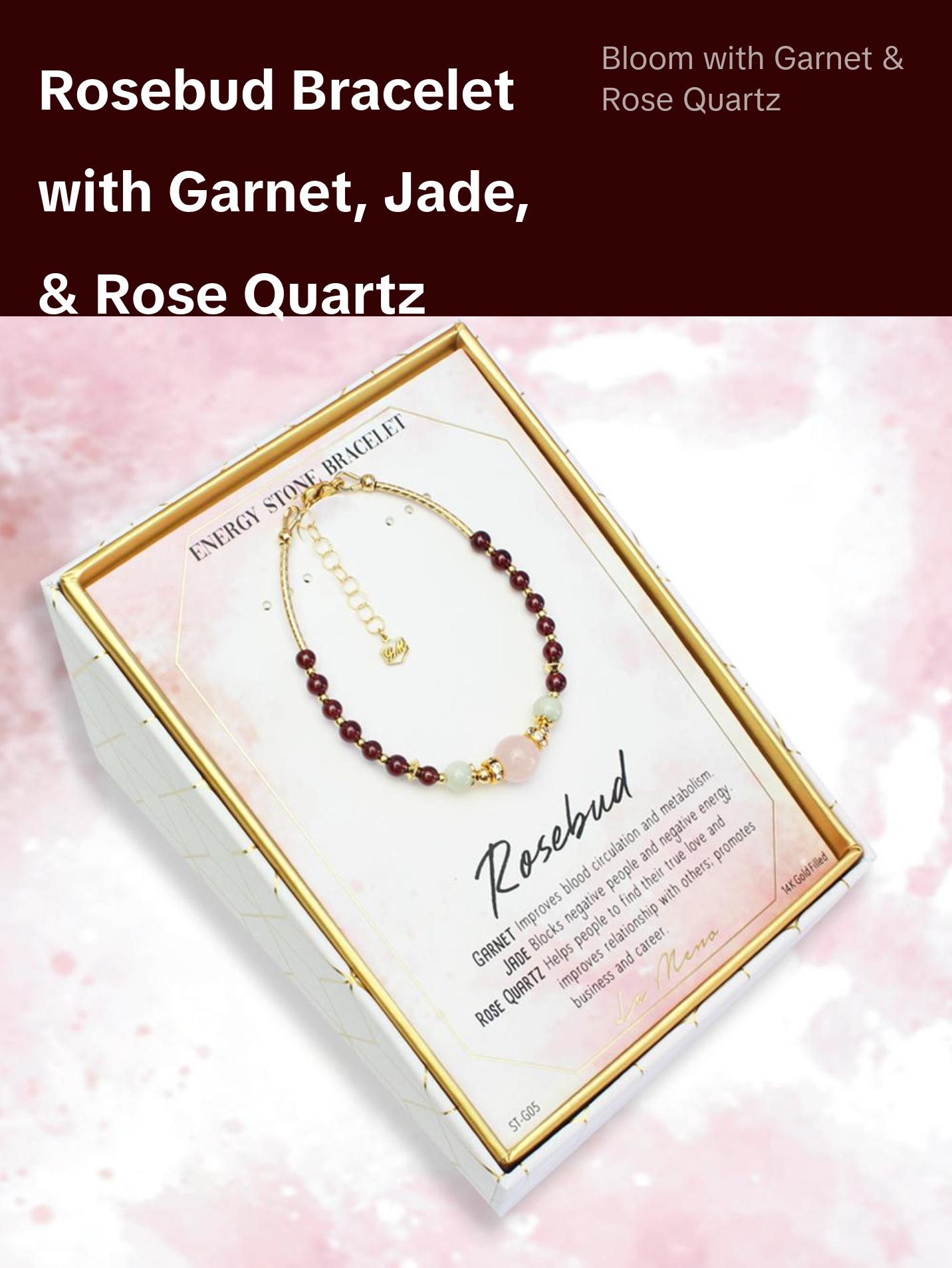 Rosebud Bracelet | Made with Garnet, Jade, and Rose Quartz