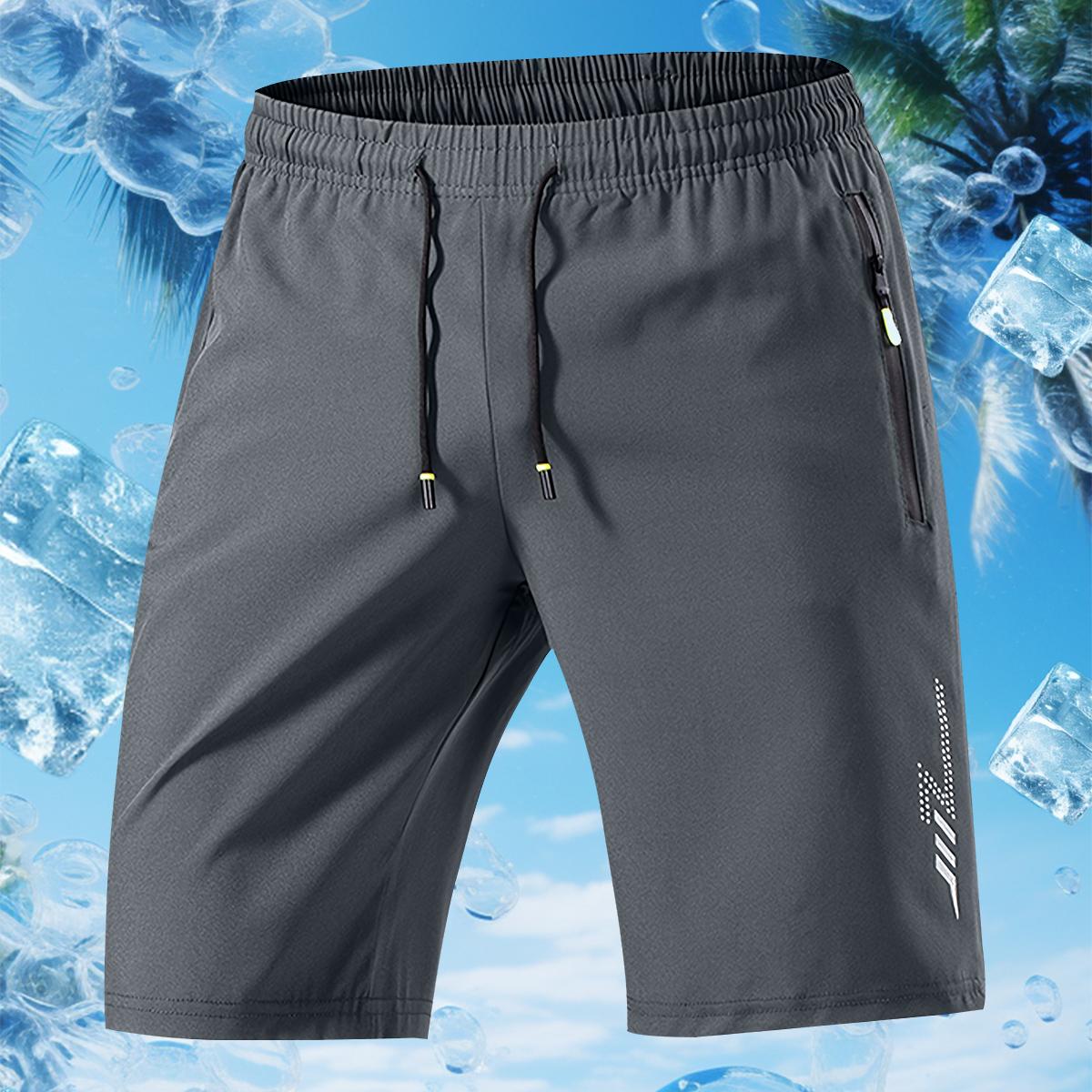 Men's sports shorts, summer casual quick-dry elastic waistband drawstring shorts with zipper pockets, durable and comfortable, suitable for gym workouts and outdoor leisure activities, perfect as a gift gear