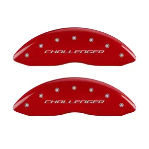 MGP 4 Caliper Covers Engraved Front & Rear Block/Challenger Red finish silver