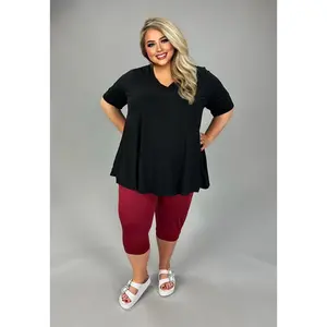 27 SSS {Loving Moment} Black V-Neck Short Sleeve Top EXTENDED PLUS SIZE 3X 4X 5X