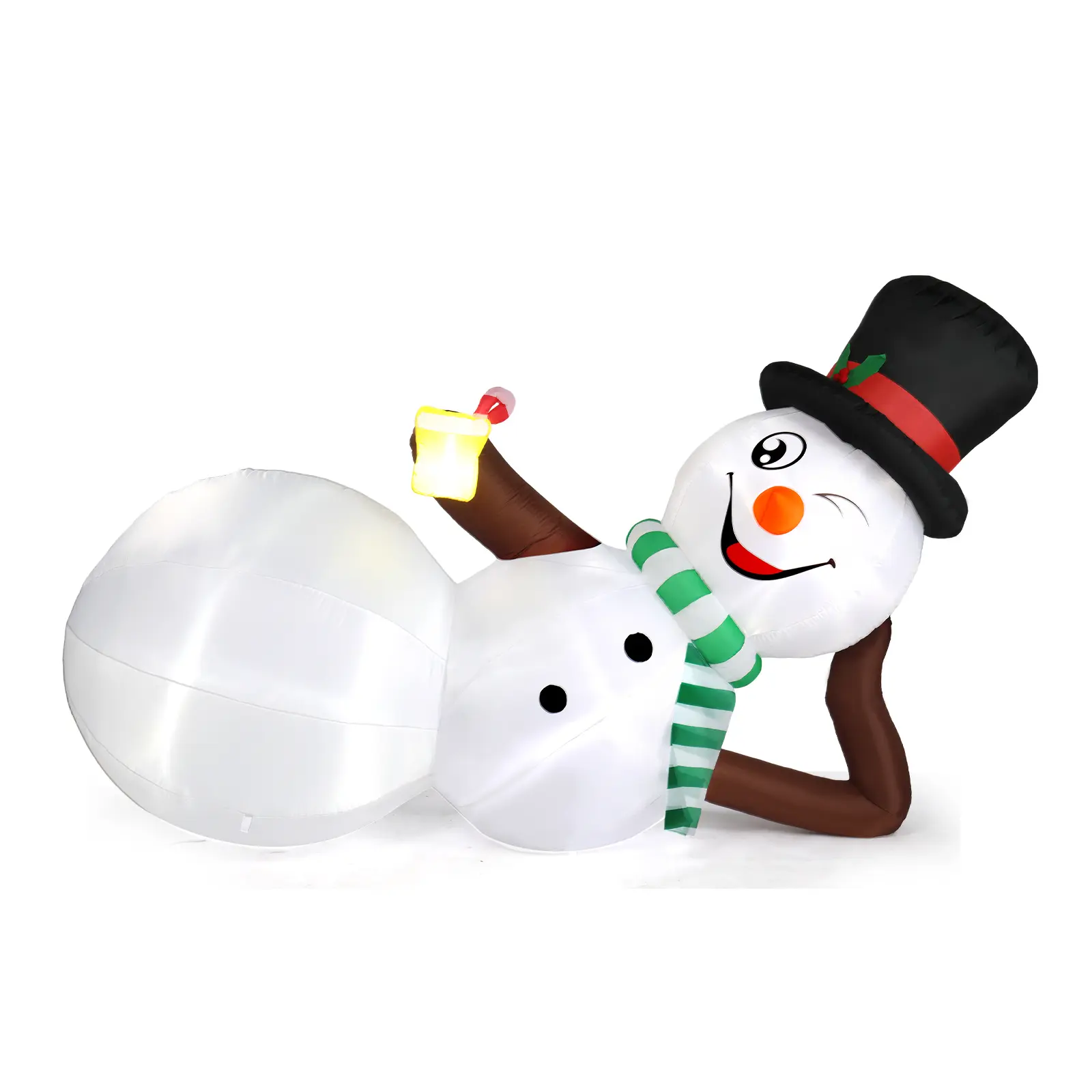 9.8 FT Lighted Plastic Christmas Inflatable Lying Snowman, Waterproof Blow Up Yard Decor with Built-in LED Lights for Holiday Party Front Yard Photo Backdrop & Magical Garden Decor