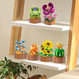 15 Pack Valentines Flowers Plants Mini Building Set - 1314PCS 3.6MM Flower Succulents Botanical Collection Block Toy for Home Office Décor, Birthday Gifts for Adults Women Boys Girls 10+