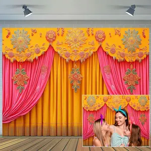 7X5ft Indian Backdrop Puja Decorations for Home Background India Traditional Diwali Backdrop Mehndi Decorations Banner for Religious Festival Wedding Party Baby Shower Party Banner Supplies