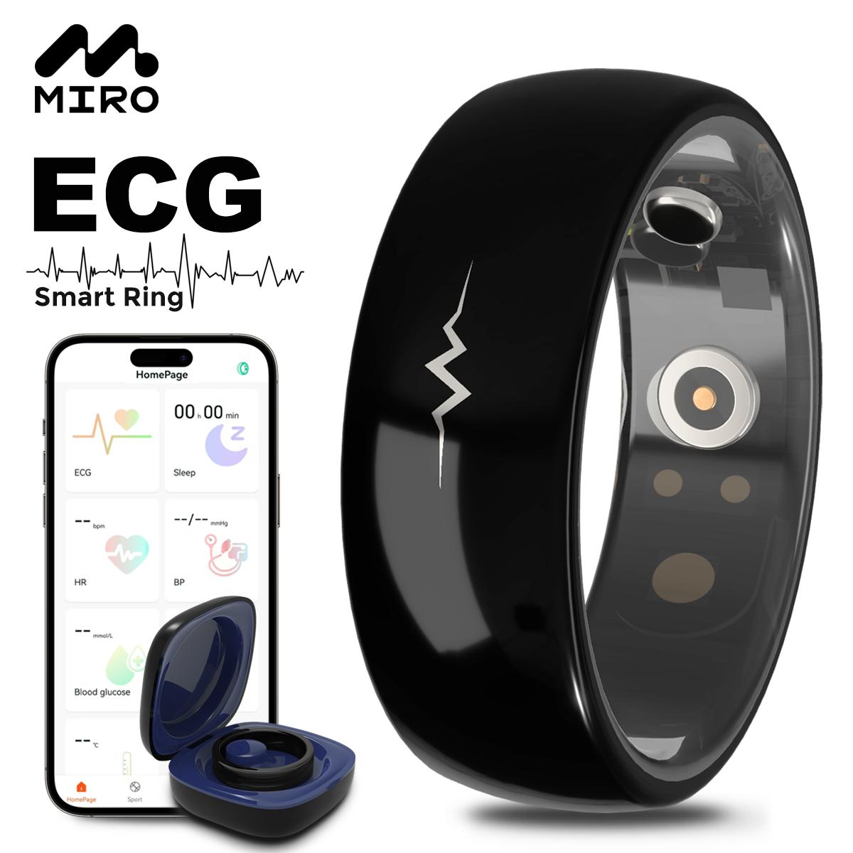MIRO R1E ECG Monitor Smart Ring - Comprehensive Health Monitoring, Blood Pressure, Heart Rate & Blood Oxygen, Sleep, Waterproof, Android Watch, Fitness Tracker MIRO R1E ECG Monitor Smart Ring - Comprehensive Health Monitoring, Blood Pressure, Heart Rate & Blood Oxygen, Sleep, Waterproof, Android Watch, Fitness Tracker