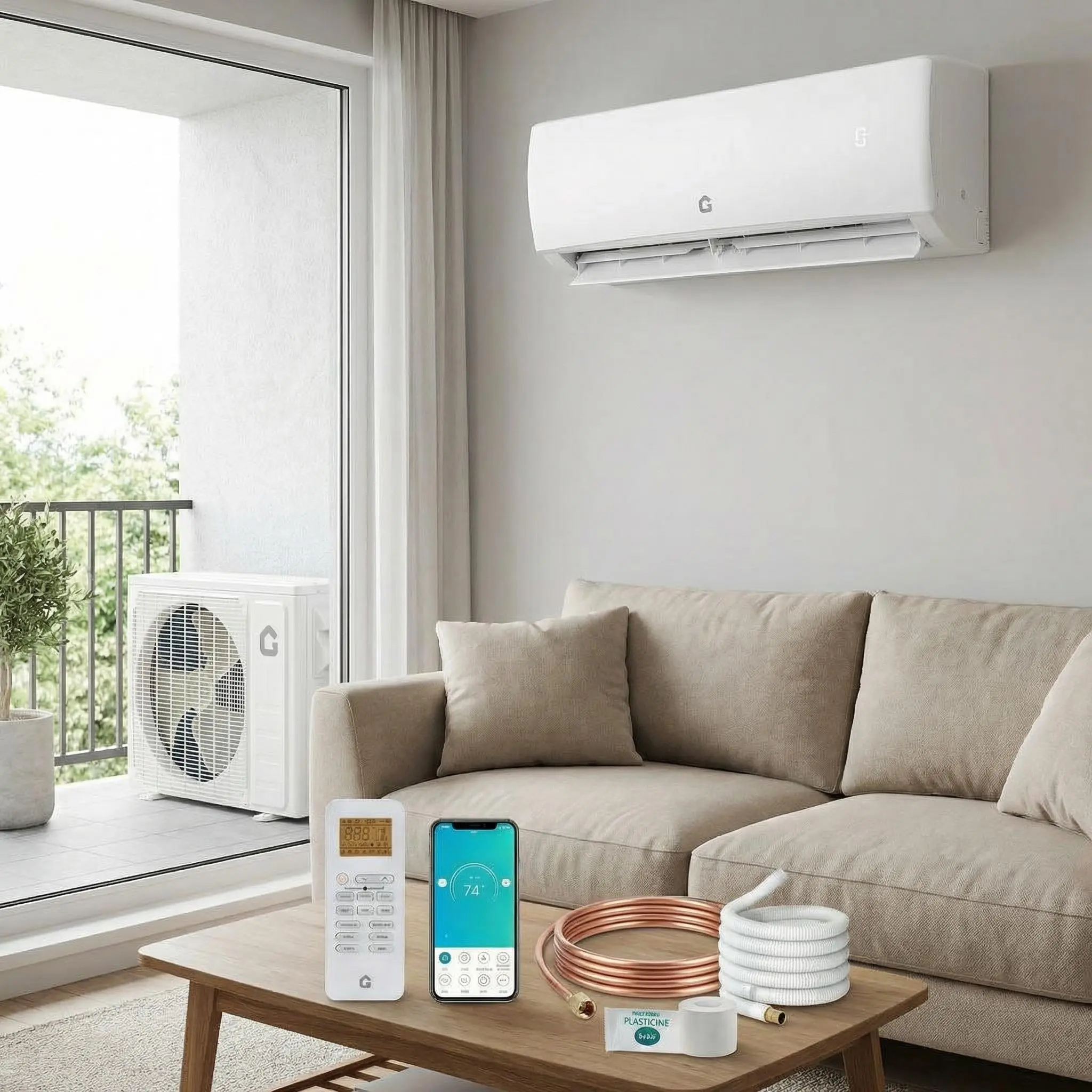 11500 BTU Ductless Mini Split Heat Pump Home AC Unit - 17 SEER2, 115V Wifi-Enabled Inverter, 750sq.ft Heating & Cooling System