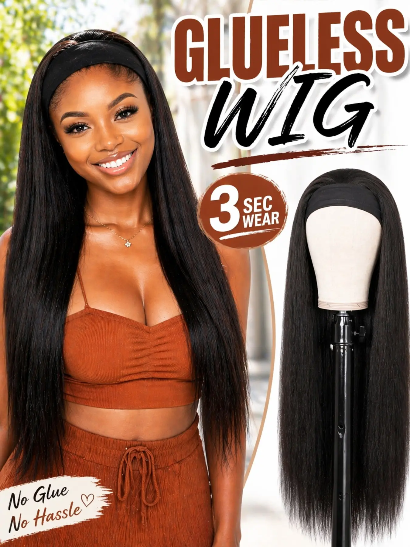 Long Straight Hairpiece for Women, Half Wig, Heat-Resistant Synthetic Fiber, Easy to Wear, Suitable for Beginners, Daily Use