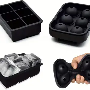 2pcs Silicone Ice Cube Trays, Reusable Large Square and Spherical Molds, Suitable for Beverage and Food Storage, Ideal for Gatherings, Dormitories, and Kitchens, Silicone Ice Cube Tray